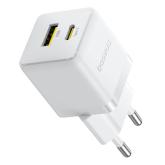 INCARCATOR retea Baseus Palm, Quick Charge 20W, 1 x USB Type-C, 1 x USB, alb 