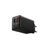 INCARCATOR RETEA Baseus GaN6 Pro, Quick Charge 65W, 2 x USB Type-C Output 5V/3A, 2 x USB (include cablu USB Type-C la USB Type-C de 100W), negru 