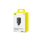 INCARCATOR RETEA Baseus GaN6 Pro, Quick Charge 65W, 2 x USB Type-C Output 5V/3A, 2 x USB (include cablu USB Type-C la USB Type-C de 100W), negru 