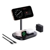 INCARCATOR wireless Baseus EnerFill FS41 3-in-1, magnetic, 22.5W, include cablu USB Type-C la USB Type-C, negru 