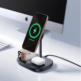 INCARCATOR wireless Baseus EnerFill FS41 3-in-1, magnetic, 22.5W, include cablu USB Type-C la USB Type-C, negru 