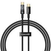 CABLU alimentare si date Baseus Explorer, Fast Charging Data Cable pt. smartphone, USB Type-C la USB Type-C 100W, oprire automata incarcare, braided, 1m, negru 