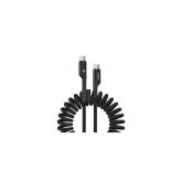 CABLU alimentare si date Baseus Fish-eye, Fast Charging Data Cable pt. smartphone, USB Type-C la USB Type-C 100W, spiralat, 1m, negru 