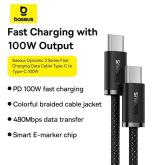 CABLU alimentare si date Baseus Dynamic 3, Fast Charging Data Cable pt. smartphone, USB Type-C la USB Type-C 100W, braided, 1m,negru 
