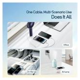 CABLU alimentare si date Baseus Ultra-Fast One-for-three Retractable, pt smartphone,USB  la Micro-USB+Lightning+USB Type-C 3.5A, 1.3m, alb 