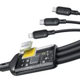 CABLU alimentare si date Baseus One-for-three, Fast Charging Data Cable pt. smartphone, USB Type-C la 1 x USB Type-C, 1 x micro USB, 1 x Iphone Lightning, 100W, 1.5m, negru 