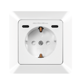 PRIZA LOGILINK, pentru perete, Schuko x 1, 2xUSB-C PD 25W , 230V AC, 50 Hz, 16A, protectie IP20, adancime 29.5mm, alb, 