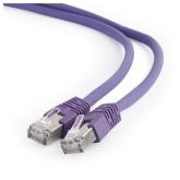 PATCH CORD S/FTP GEMBIRD Cat6a, LSZH, cupru, 0.5 m, violet, AWG27, dublu ecranat 
