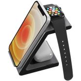 Prestigio ReVolt A8, 3-in-1 wireless charging station for iPhone, Apple Watch, AirPods, wilreless output for phone 7.5W/10W, wireless output for AirPods 5W, wireless output for Apple Watch 2.5W, material: aluminum+tempered glass, space grey color.