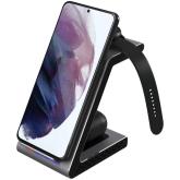 Prestigio ReVolt A9, 3-in-1 wireless charging station for Samsung smartphone, Galaxy Watch, Galaxy Buds and other Android devices, wireless output for phone 7.5W/10W, wireless output for earphones 5W, wireless output for Galaxy Watch 2.5W, material: alumi