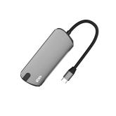 Port replicator USB-C PRO: 3x USB 3.0 (transfer de date de pana la 5Gbps) / 1x USB-C (transfer de date de pana la 5Gbps)/ 1x microSD/ 1x Gigabit ethernet(RJ45), culoare gri spatial