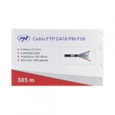 Cablu FTP CAT6 PNI F06 cu 4 perechi pentru internet 1 Gigabit si sisteme de supraveghere Rola 305m, Cablu cu 8 fire x 0.5 mm - 4 perechi torsadate