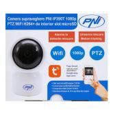 Camera supraveghere video PNI IP390T 1080P cu PTZ WiFi H264+ suporta microSD 128GB, Night Vision, aplicatia Tuya, P2P, Android, iOS, pentru interior, rotire dupa miscare, alarma la miscare, Senzor imagine:1/2.9