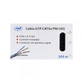 Cablu UTP CAT5e PNI U05 cu 4 perechi pentru internet 1 Gigabit si sisteme de supraveghere Rola 305m