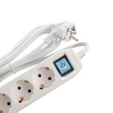 PRELUNGITOR SPACER, Schuko x 3, conectare prin Schuko (T),Type-C x1, USB x 1, 3.1A, cablu 3m, 16 A, max. 3500W, protectie copii, protectie supratensiune, Gri-Alb