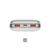 POWER BANK Baseus Bipow Pro, 20000mAh, PD 22.5W, 2 x USB; 1 x USB Type-C, digital display pt. status baterie, include cablu USB la USB Type-C de 30 cm, alb 