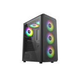 Carcasa PRO GAMING GHOST Mid Tower ARGB Negru, Tempered Glass, Ventilatoare Suportate: 6, Ventilatoare Incluse: 4, 1xTelecomanda+controller, ATX