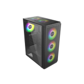 Carcasa PRO GAMING GHOST Mid Tower ARGB Negru, Tempered Glass, Ventilatoare Suportate: 6, Ventilatoare Incluse: 4, 1xTelecomanda+controller, ATX