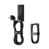 INCARCATOR RETEA Baseus GaN3 Pro Powerstrip, Quick Charge 100W, 1 x AC, 2 x USB Type-C Output 5V/3A, 2 x USB, include cablu USB Type-C la USB Type-C 100W lungime 1m, negru 