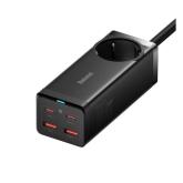 INCARCATOR RETEA Baseus GaN3 Pro Powerstrip, Quick Charge 100W, 1 x AC, 2 x USB Type-C Output 5V/3A, 2 x USB, include cablu USB Type-C la USB Type-C 100W lungime 1m, negru 