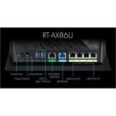 Router Wireless Asus RT-AX86U PRO, AX5700, dual-band, WI-FI 6, compatibil cu PS5, standarde retea: IEEE 802.11a, IEEE 802.11b, IEEE 802.11g, WiFi 4 (802.11n), WiFi 5 (802.11ac), WiFi 6 (802.11ax), IPv4, IPv6, Procesor:  2.0GHz quad-core, Memorie: 256 MB F