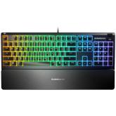 SteelSeries I Apex 3 TKL US I Gaming Keyboard / IP32 water resistant gaming keyboard / Customizable 8-zone RGB / Whisper quiet switches / Multimedia controls / RGB / US Layout I Black