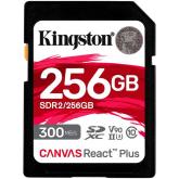 Kingston 256GB Canvas React Plus SDXC UHS-II 300R/260W U3 V90 for Full HD/4K/8K, EAN: 740617301977