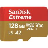 Micro Secure Digital Card SanDisk Extreme, 128GB, Clasa 10, R/W speed: up to 100MB/s/, 90MB/s, include adaptor SD (pentru telefon)