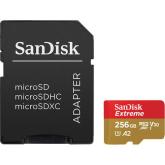 Micro Secure Digital Card SanDisk Extreme, 256GB, Clasa 10, R/W speed: up to 100MB/s/, 90MB/s, include adaptor SD (pentru telefon)