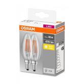 2 Becuri LED Osram Base Classic B, E14, 4W (40W), 470 lm, lumina calda (2700K), cu filament