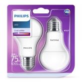 Set 2 becuri LED Philips, E27, 10W (75W), 1055 lm, lumina alba neutra, clasa energetica A+