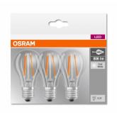 3 Becuri LED Osram Base Classic A, E27, 7W (60W), 806 lm, lumina neutra (4000K), cu filament