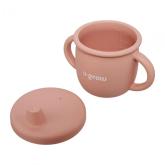 Set diversificare 3 piese silicon : bol , farfurie si cana cu cioc, roz, U-Grow