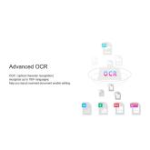 Scanner CZUR Shine 500 Pro, rezolutie 2592 x 1944 pixeli, 5MP, 210dpi, senzor HD CMOS, dimensiune maxima document A4, focalizare fixa, output JPG, PDF, Word, Excel, Tiff, functie OCR: 180+ limbi, USB 2.0, cu pedala de actionare, negru