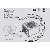 Sursa Spacer ATX Modulara 500W, fan 120mm, 1x PCI-E (6+2), 3x S-ATA, 1x P8 (4+4), „SP-MP-500”