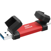SILICON POWER DS72 250GB External SSD USB-A USB-C 1050/850MB/s Red
