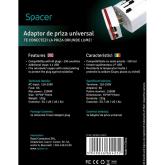 ADAPTOR universal SPACER, pt. calatorii, Schuko x 1, conectare Socket Universal (T), USB x 2,   10 A, alb, 