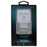 Incarcator retea Spacer Quick Charge 3.0 18W, 1 x USB, alb