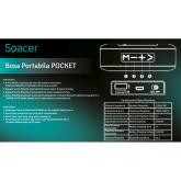 Boxa Spacer POCKET-BLU, 3W RMS, control volum, acumulator 520mAh, FM, autonomie pana la 5 ore, incarcare USB