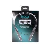 Casti Spacer wireless, in ear, fir de legatura si prindere magnetica, microfon pe fir, Bluetooth 5.0, autonomie de pana la 6 ore, timp de incarcare 2 ore, negru