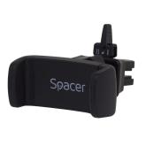 SUPORT auto SPACER pt. SmartPhone, fixare in ventilatie prin CLIPS, Prindere prin Arc, rotire 360 grade, negru, 