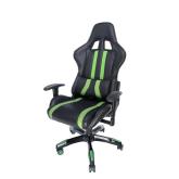 SCAUN GAMING SPACER imitatie piele, black & green, brate ajustabile, greutate max. 120kg, dimensiuni 69.5*77.5*126~132cm 