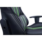 SCAUN GAMING SPACER imitatie piele, black & green, brate ajustabile, greutate max. 120kg, dimensiuni 69.5*77.5*126~132cm 