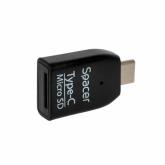 CARD READER extern SPACER, interfata USB Type C, citeste/scrie: micro SD; plastic, negru, 