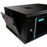 CABINET 19″ SPACER 4U 600x450mm, fixare pe perete, Flatpack (dezasamblat), Black, usa sticla cu blocare, panouri detasabile, otel 1.5mm, sarcina maxima 60Kg