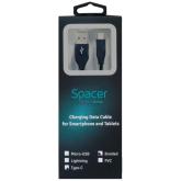 CABLU alimentare si date SPACER, pt. smartphone, USB 3.0 (T) la Type-C(T), Braided,2.1A,Retail pack, 1.8m, black, 