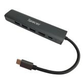 DOCKING Station Spacer universal 6 in 1, conectare Type-C, USB 3.0 x 3 |PD 3.0 x 1 (100W), porturi video HDTV x 1, 4K (30Hz), gri, Aluminiu, 