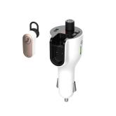 Modulator auto FM Spacer cu casca Bluetooth 5.0, earphone 30mAh, 12V-24V,alb