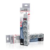 PRELUNGITOR GEMBIRD, Schuko x 5, conectare prin Schuko (T), cablu 3 m, 16 A, protectie supratensiune, protectie copii, gri, 