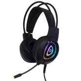 Casti cu micr. Spacer Gaming, RGB, cu fir, 2x Jack 3.5mm, 1x USB pentru iluminare, driver 40mm, control volum pe casca, microfon pe brat, reglabile, negru
